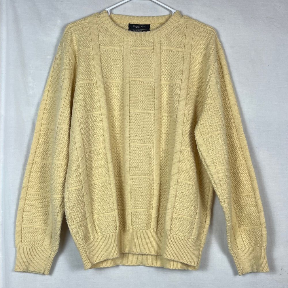 Vintage 1990s Christian Dior Monsier Chunky Knit Butter Yellow Sweater